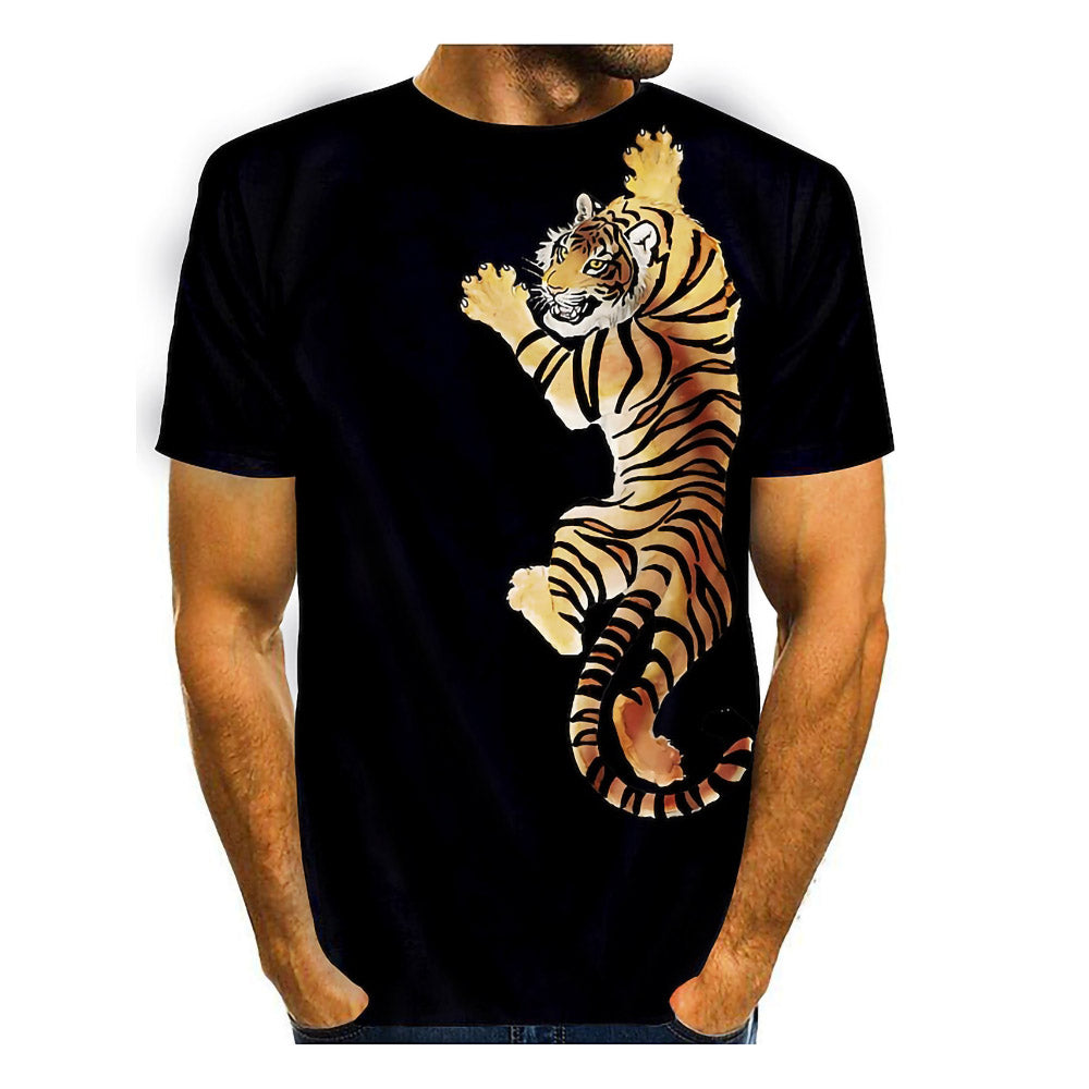 3D Graphic Short Sleeve Shirts Tiger