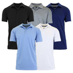 5-Pack Men's Short Sleeve Polo Shirts – Moisture-Wicking, Stretch Knit, Tagless, Regular Fit for All-Day Comfort