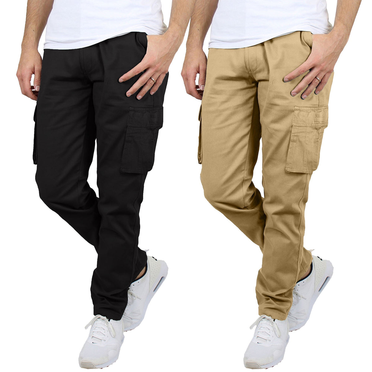 2-Pack Men's Flex-Stretch Cotton Cargo Pants – Comfortable, Durable & Versatile (31-Inch Inseam)