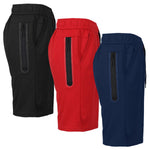 Men's 3-Pack Tech Fleece Performance Shorts With Heat Seal Zipper Pocket (Sizes, S-2XL)