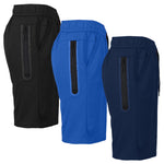 Men's 3-Pack Tech Fleece Performance Shorts With Heat Seal Zipper Pocket (Sizes, S-2XL)