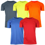 5-Pack Men's Short Sleeve Moisture-Wicking Quick Dry Performance Crew Neck Tee (S-2XL)