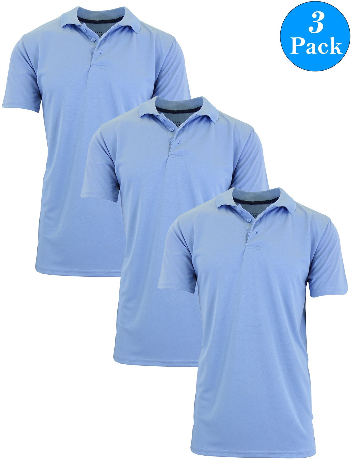 3-Pack Men's Short Sleeve Polo Shirts – Moisture-Wicking, Stretch Knit, Tagless, Regular Fit for All-Day Comfort