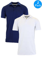 2-Pack Men's Short Sleeve Polo Shirts – Moisture-Wicking, Stretch Knit, Tagless, Regular Fit for All-Day Comfort (S-3XL)