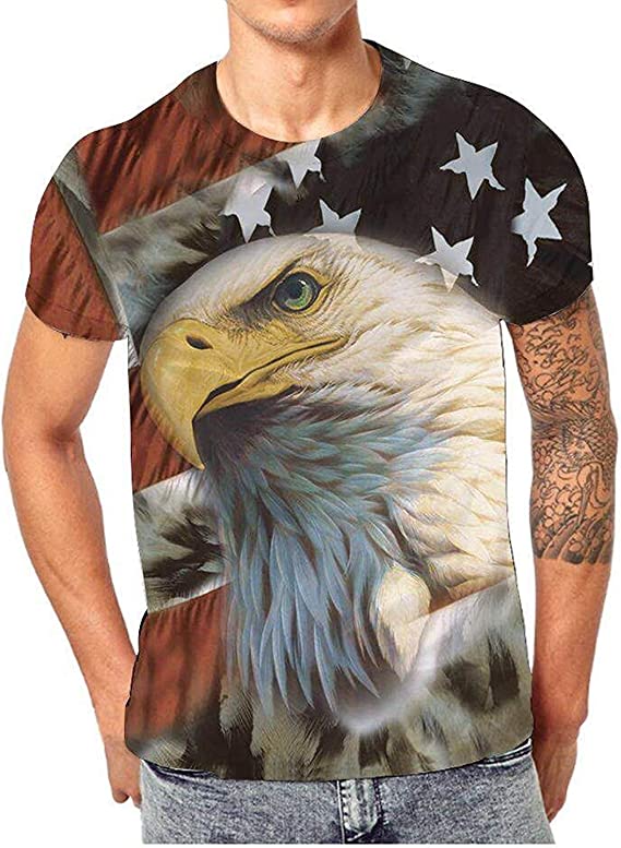 3D Graphic Short Sleeve Shirts Hand American Flag Independence Day