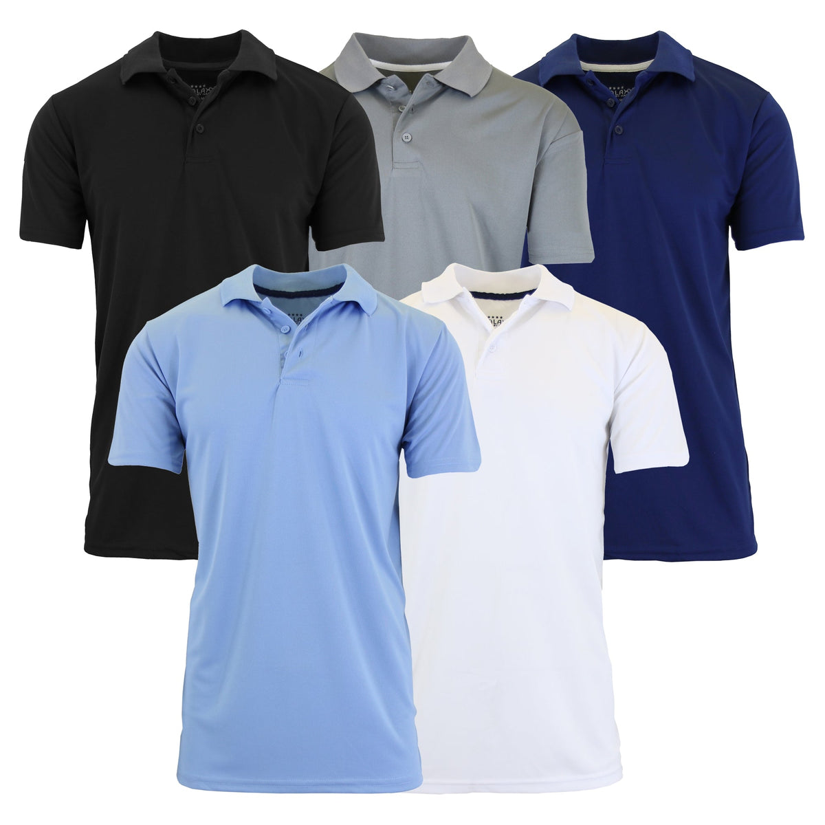 5-Pack Men's Short Sleeve Polo Shirts – Moisture-Wicking, Stretch Knit, Tagless, Regular Fit for All-Day Comfort