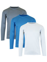 3-Pack Men's Long Sleeve Moisture-Wicking Crew Neck Tees – Quick Dry, Odor Resistant, Wrinkle-Free Active Shirts