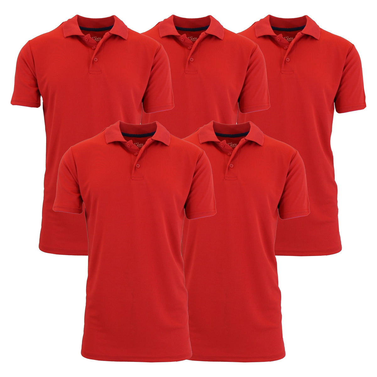 5-Pack Men's Short Sleeve Polo Shirts – Moisture-Wicking, Stretch Knit, Tagless, Regular Fit for All-Day Comfort