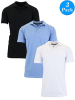 3-Pack Men's Short Sleeve Polo Shirts – Moisture-Wicking, Stretch Knit, Tagless, Regular Fit for All-Day Comfort