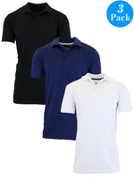 3-Pack Men's Short Sleeve Polo Shirts – Moisture-Wicking, Stretch Knit, Tagless, Regular Fit for All-Day Comfort
