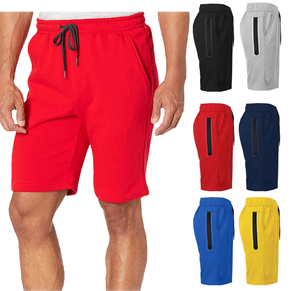 Men's Tech Fleece Performance Shorts With Heat Seal Zipper Pocket (Sizes, S-2XL)