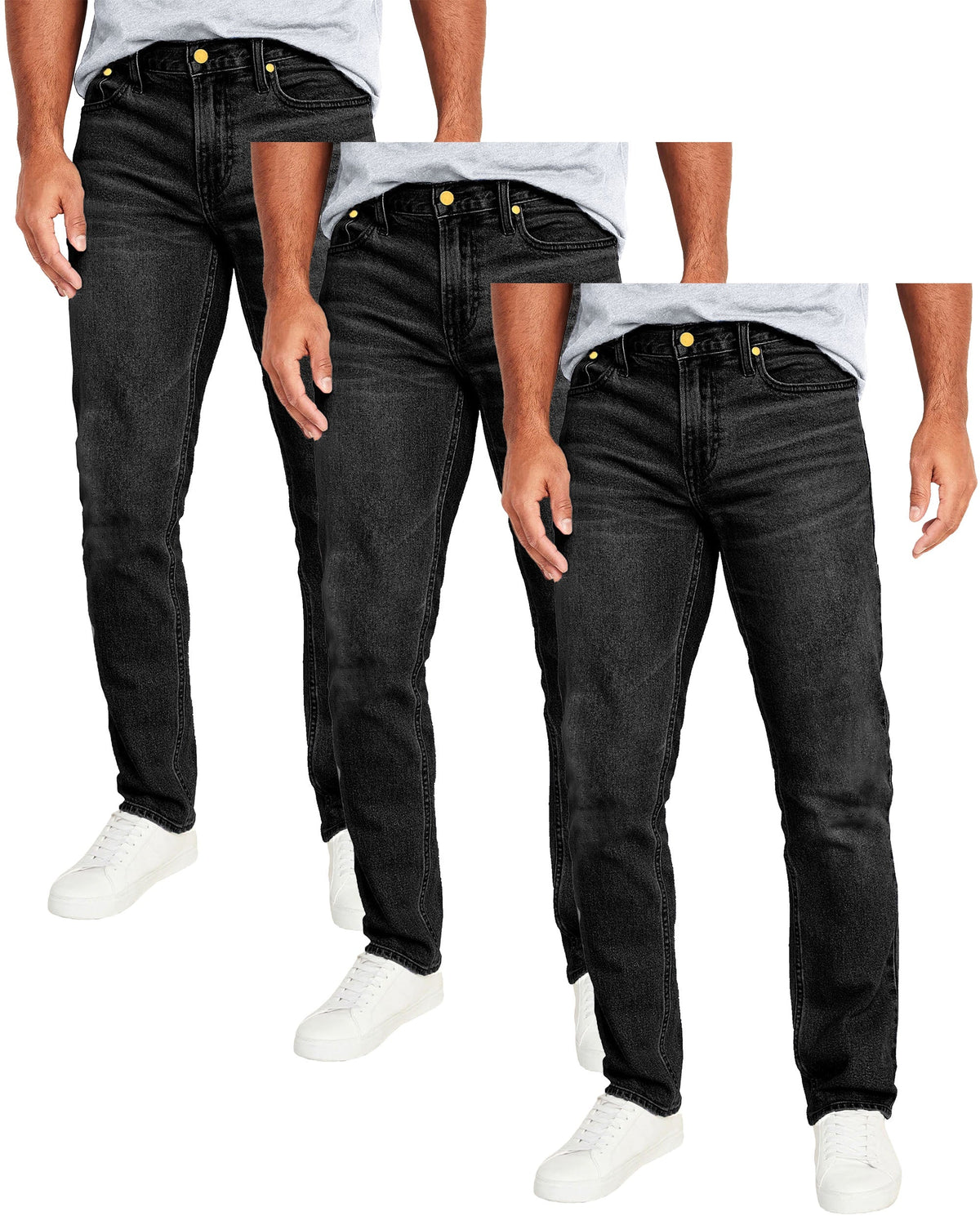 Men's 3-Pack Flex Stretch Slim Straight Jeans with 5 Pocket (Sizes, 30-42)
