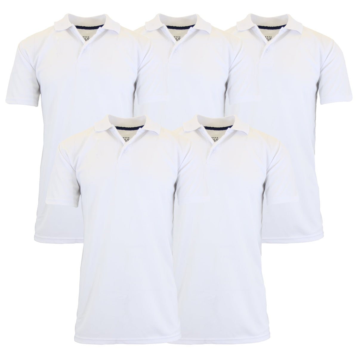 5-Pack Men's Short Sleeve Polo Shirts – Moisture-Wicking, Stretch Knit, Tagless, Regular Fit for All-Day Comfort