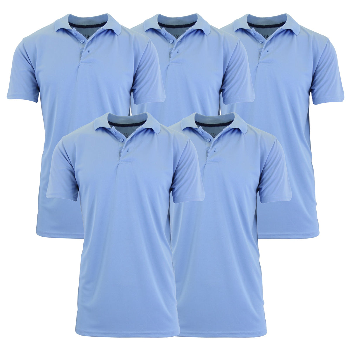 5-Pack Men's Short Sleeve Polo Shirts – Moisture-Wicking, Stretch Knit, Tagless, Regular Fit for All-Day Comfort