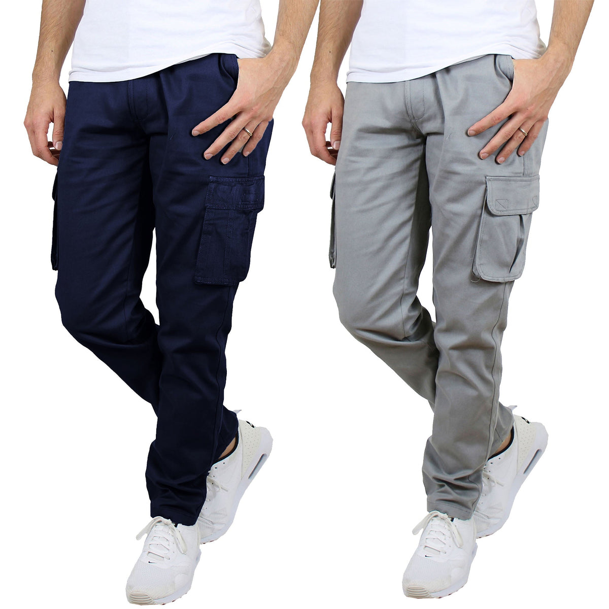 2-Pack Men's Flex-Stretch Cotton Cargo Pants – Comfortable, Durable & Versatile (31-Inch Inseam)