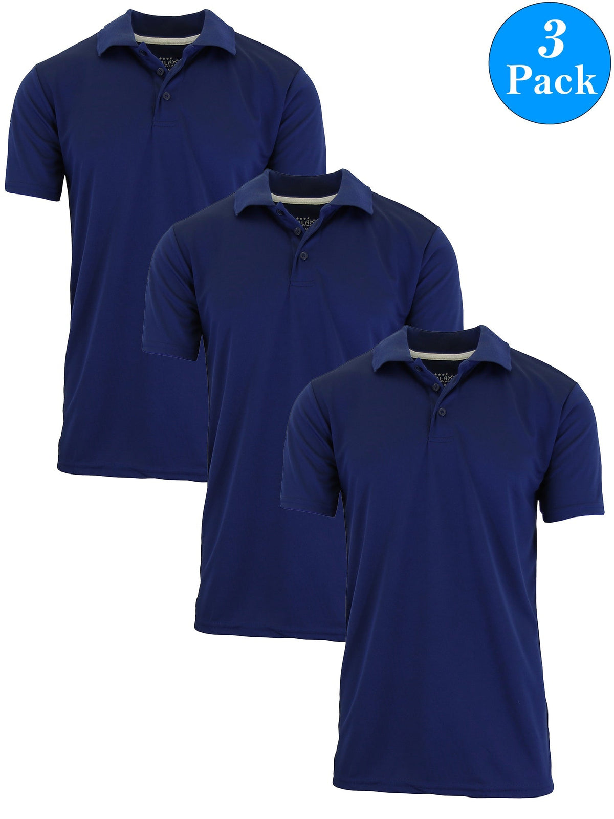 3-Pack Men's Short Sleeve Polo Shirts – Moisture-Wicking, Stretch Knit, Tagless, Regular Fit for All-Day Comfort